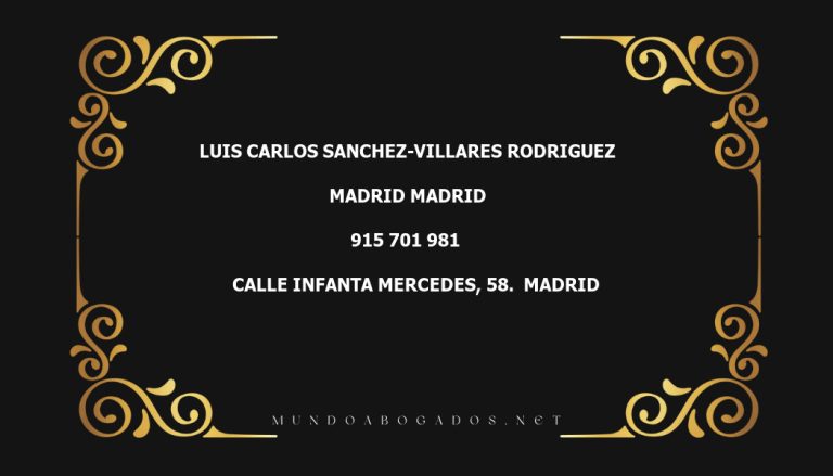 abogado Luis Carlos Sanchez-Villares Rodriguez en la localidad de Madrid