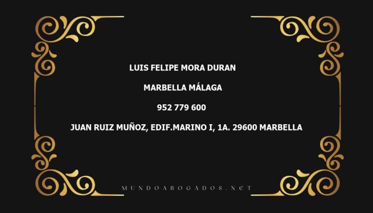 abogado Luis Felipe Mora Duran en la localidad de Marbella