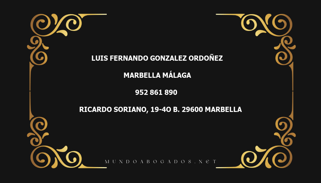 abogado Luis Fernando Gonzalez Ordoñez en la localidad de Marbella