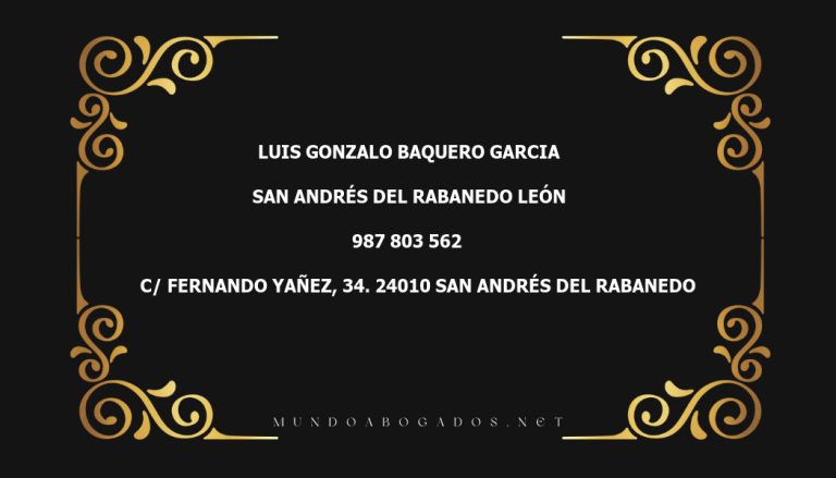 abogado Luis Gonzalo Baquero Garcia en la localidad de San Andrés del Rabanedo