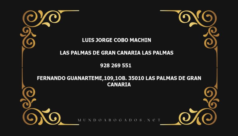 abogado Luis Jorge Cobo Machin en la localidad de Las Palmas de Gran Canaria