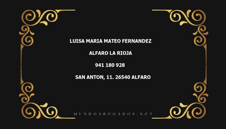 abogado Luisa Maria Mateo Fernandez en la localidad de Alfaro