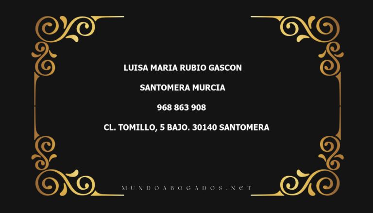 abogado Luisa Maria Rubio Gascon en la localidad de Santomera