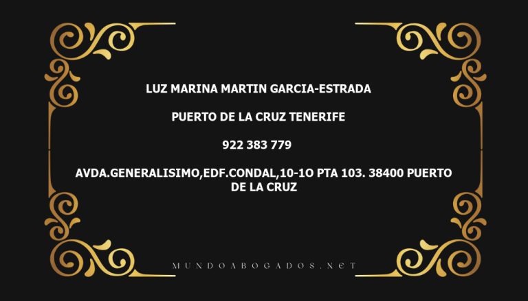 abogado Luz Marina Martin Garcia-Estrada en la localidad de Puerto de la Cruz