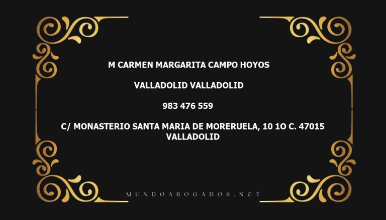 abogado M Carmen Margarita Campo Hoyos en la localidad de Valladolid