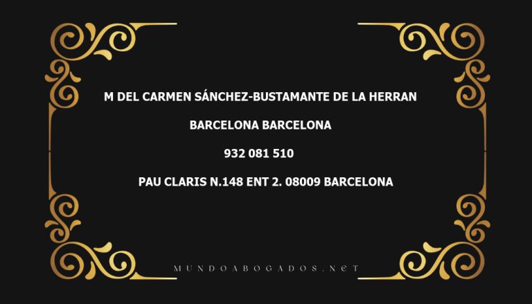 abogado M Del Carmen Sánchez-Bustamante De La Herran en la localidad de Barcelona