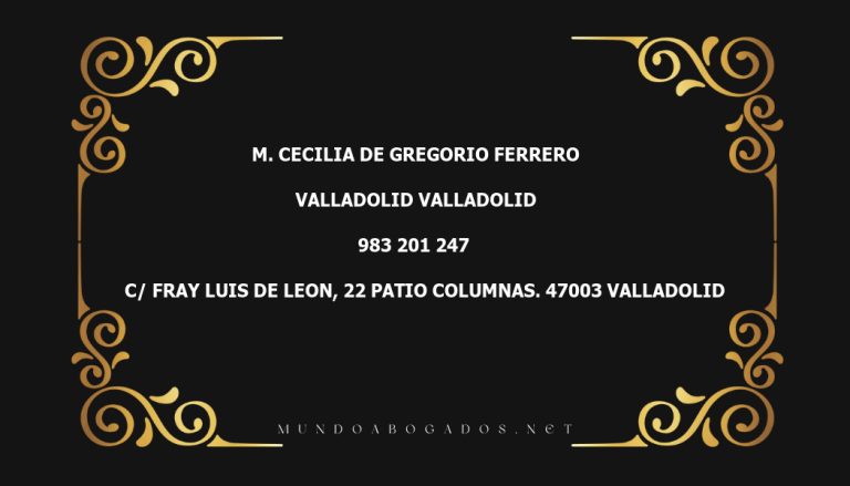 abogado M. Cecilia De Gregorio Ferrero en la localidad de Valladolid