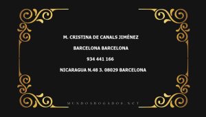 abogado M. Cristina De Canals Jiménez en la localidad de Barcelona