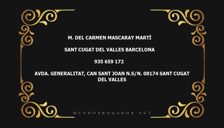 abogado M. Del Carmen Mascaray Martí en la localidad de Sant Cugat del Valles