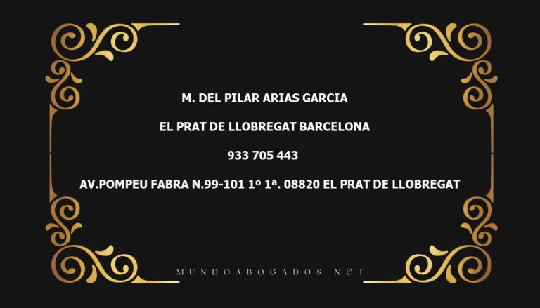 abogado M. Del Pilar Arias Garcia en la localidad de El Prat de Llobregat