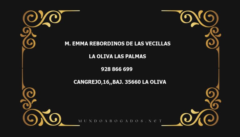 abogado M. Emma Rebordinos De Las Vecillas en la localidad de La Oliva