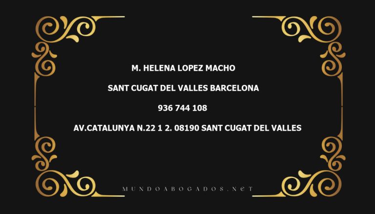 abogado M. Helena Lopez Macho en la localidad de Sant Cugat del Valles