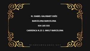 abogado M. Isabel Galobart Osés en la localidad de Barcelona