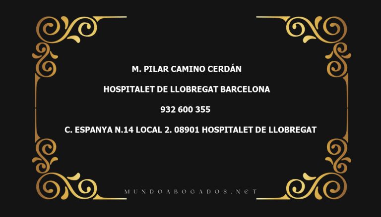 abogado M. Pilar Camino Cerdán en la localidad de Hospitalet de Llobregat