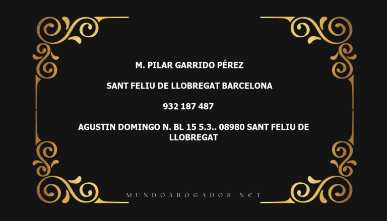 abogado M. Pilar Garrido Pérez en la localidad de Sant Feliu de Llobregat