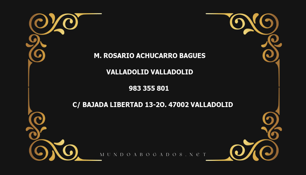 abogado M. Rosario Achucarro Bagues en la localidad de Valladolid