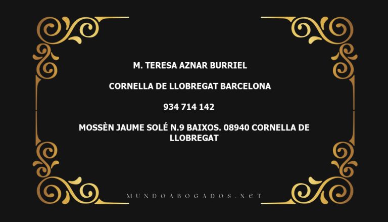 abogado M. Teresa Aznar Burriel en la localidad de Cornella de Llobregat