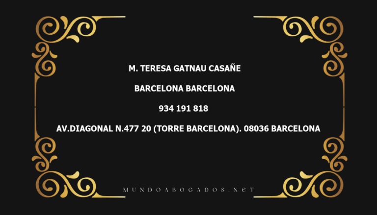 abogado M. Teresa Gatnau Casañe en la localidad de Barcelona