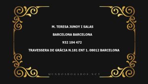 abogado M. Teresa Junoy I Salas en la localidad de Barcelona