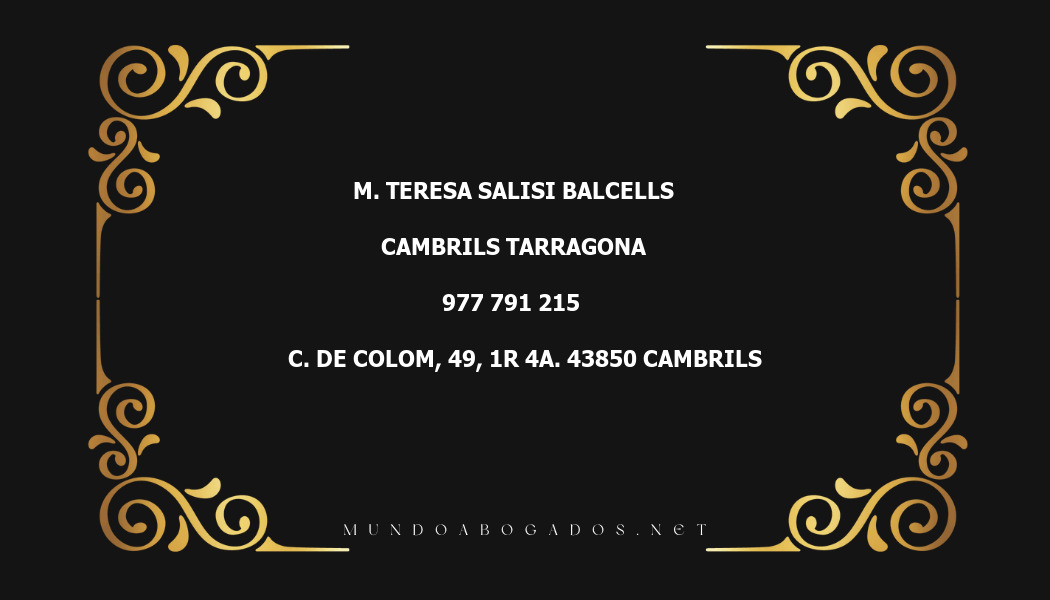 abogado M. Teresa Salisi Balcells en la localidad de Cambrils