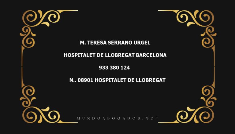 abogado M. Teresa Serrano Urgel en la localidad de Hospitalet de Llobregat