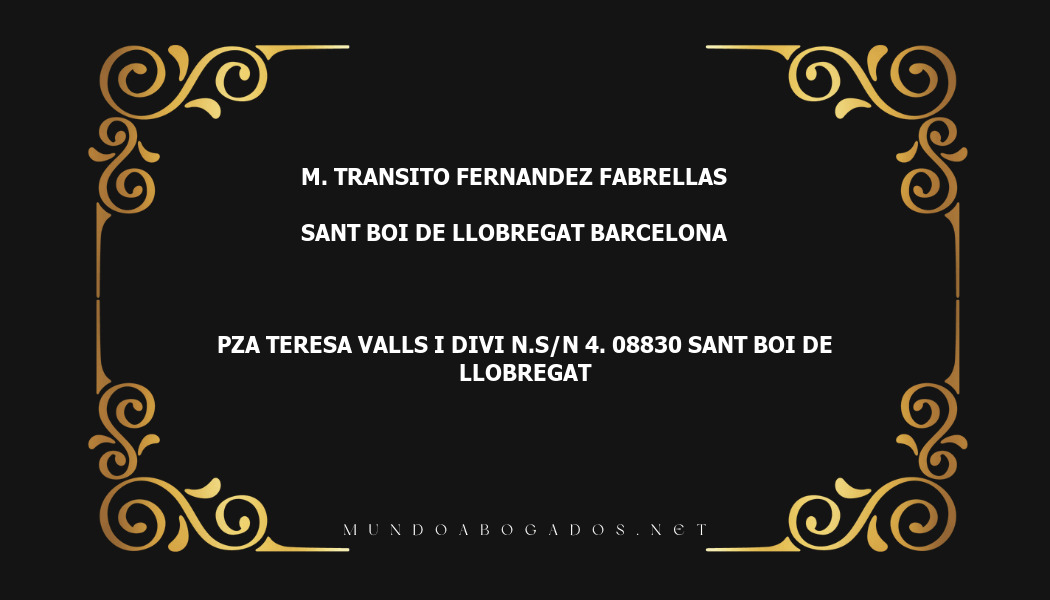 abogado M. Transito Fernandez Fabrellas en la localidad de Sant Boi de Llobregat