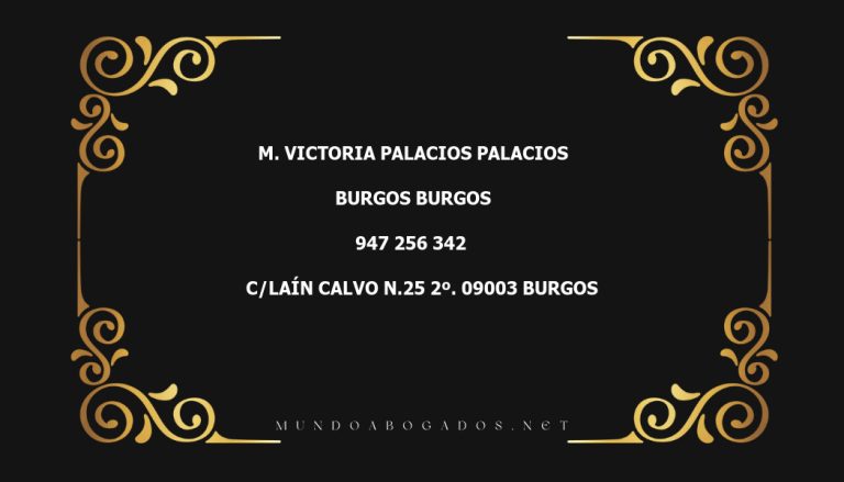 abogado M. Victoria Palacios Palacios en la localidad de Burgos