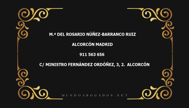 abogado M.ª Del Rosario Núñez-Barranco Ruiz en la localidad de Alcorcón