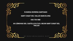 abogado M.Nuria Romera Santiago en la localidad de Sant Cugat del Valles