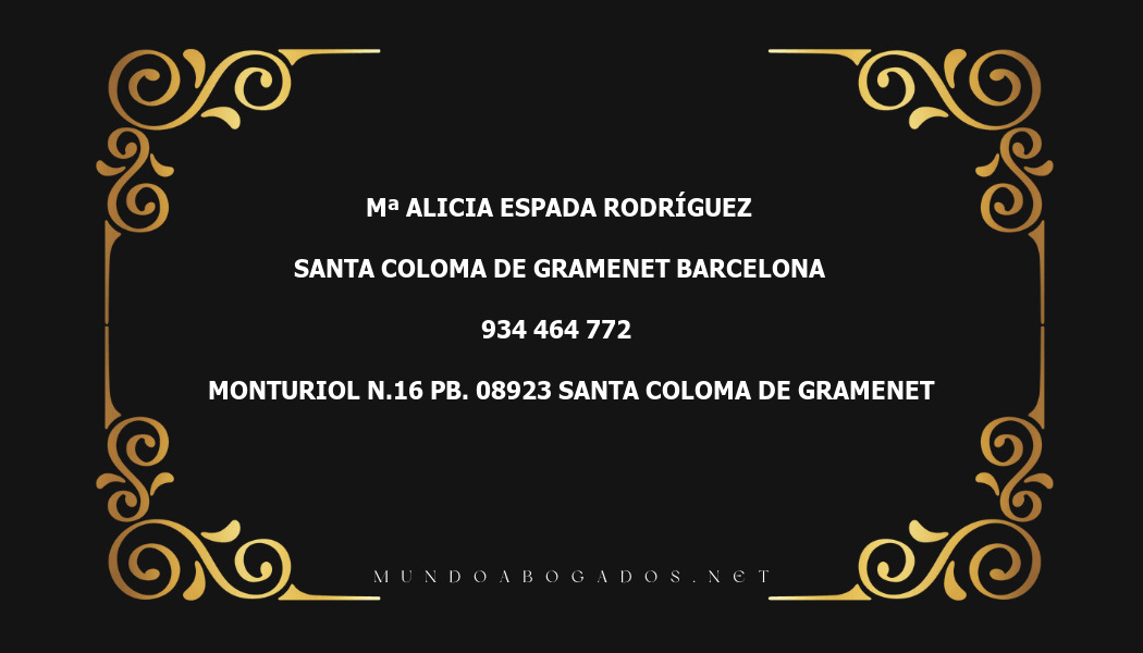 abogado Mª Alicia Espada Rodríguez en la localidad de Santa Coloma de Gramenet