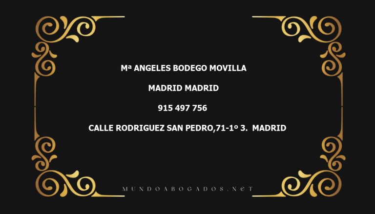 abogado Mª Angeles Bodego Movilla en la localidad de Madrid