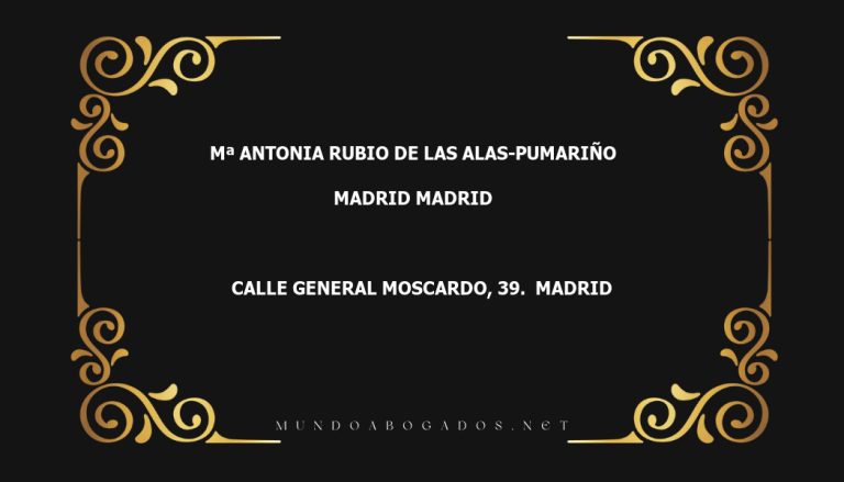 abogado Mª Antonia Rubio De Las Alas-Pumariño en la localidad de Madrid