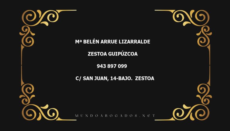 abogado Mª Belén Arrue Lizarralde en la localidad de Zestoa