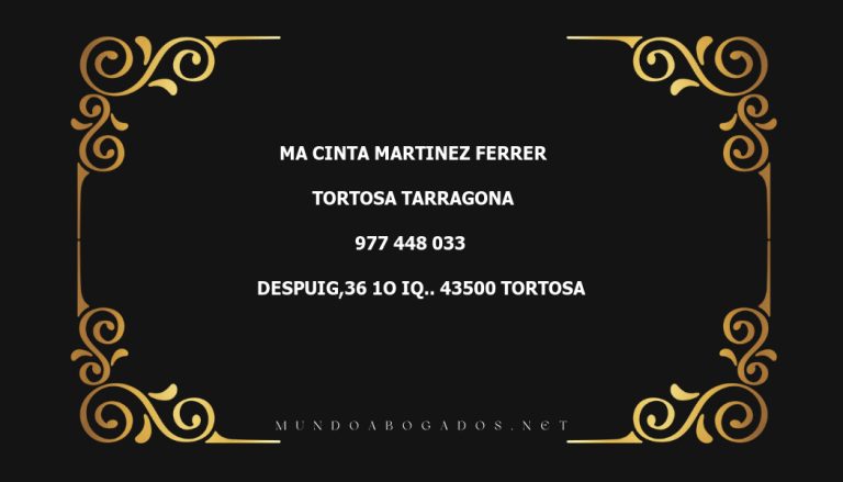 abogado Ma Cinta Martinez Ferrer en la localidad de Tortosa