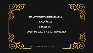 abogado Ma Consuelo Gonzalez Lopez en la localidad de Avila