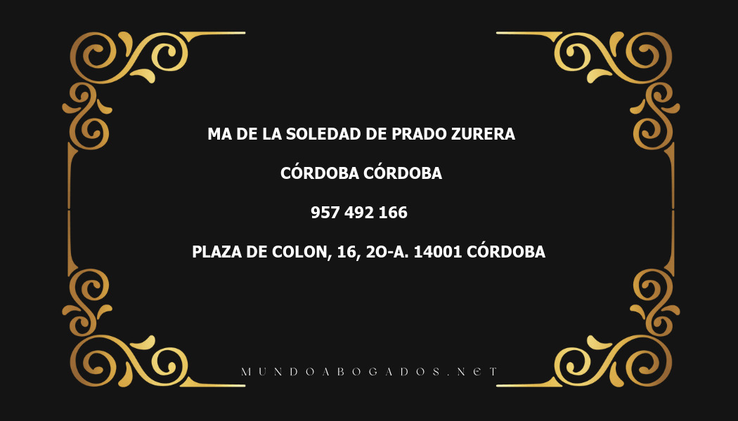 abogado Ma De La Soledad De Prado Zurera en la localidad de Córdoba