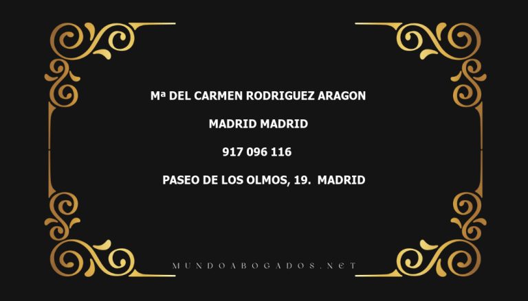 abogado Mª Del Carmen Rodriguez Aragon en la localidad de Madrid