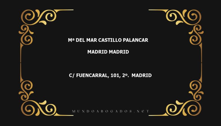 abogado Mª Del Mar Castillo Palancar en la localidad de Madrid