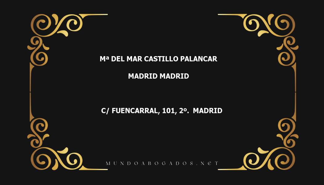 abogado Mª Del Mar Castillo Palancar en la localidad de Madrid