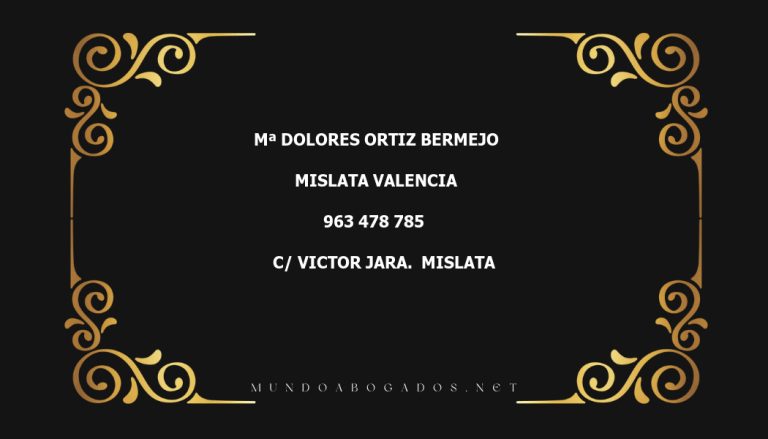 abogado Mª Dolores Ortiz Bermejo en la localidad de Mislata