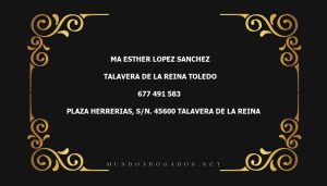 abogado Ma Esther Lopez Sanchez en la localidad de Talavera de la Reina