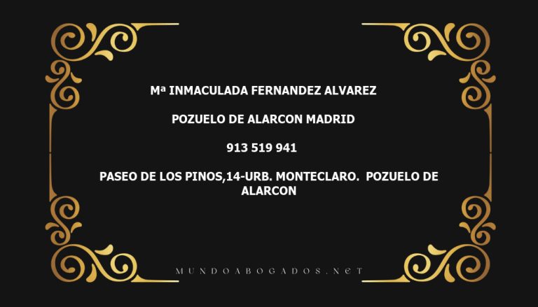 abogado Mª Inmaculada Fernandez Alvarez en la localidad de Pozuelo de Alarcon