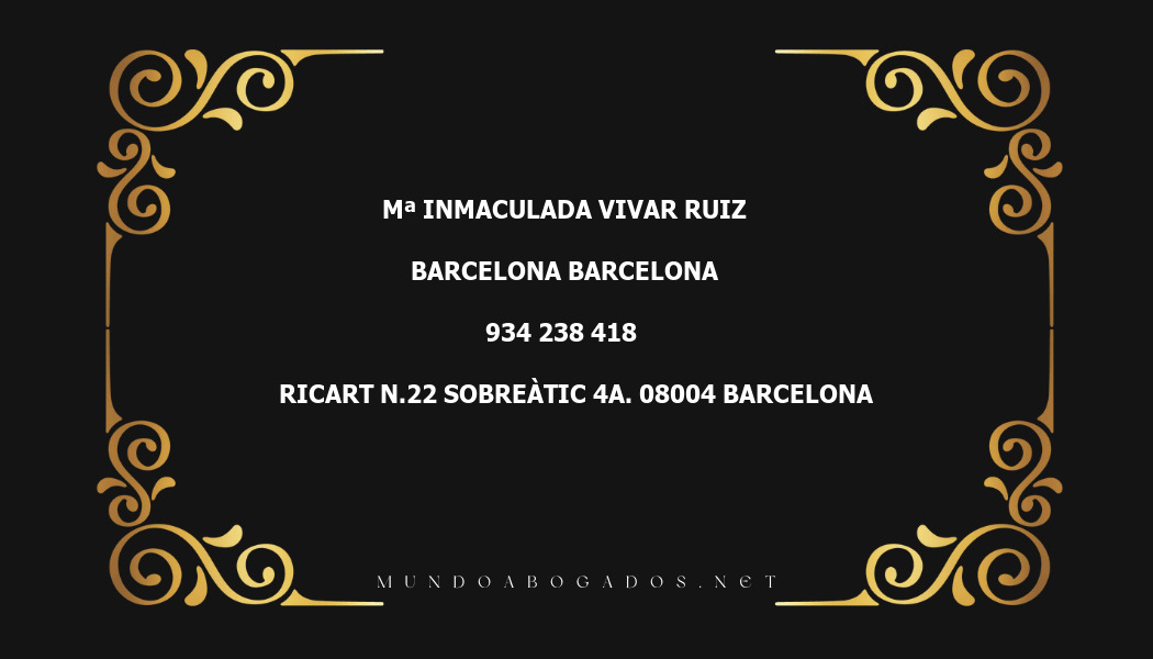 abogado Mª Inmaculada Vivar Ruiz en la localidad de Barcelona