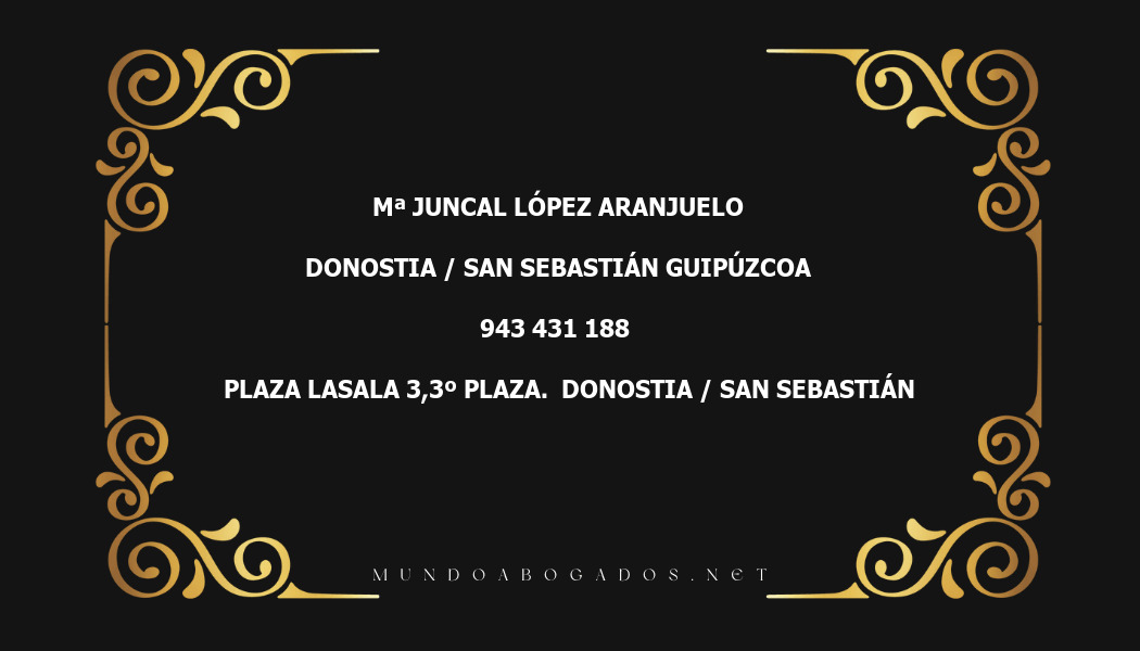 abogado Mª Juncal López Aranjuelo en la localidad de Donostia / San Sebastián