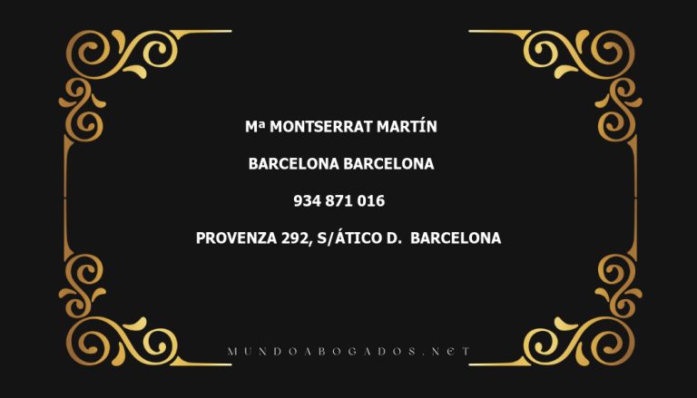 abogado Mª Montserrat Martín en la localidad de Barcelona