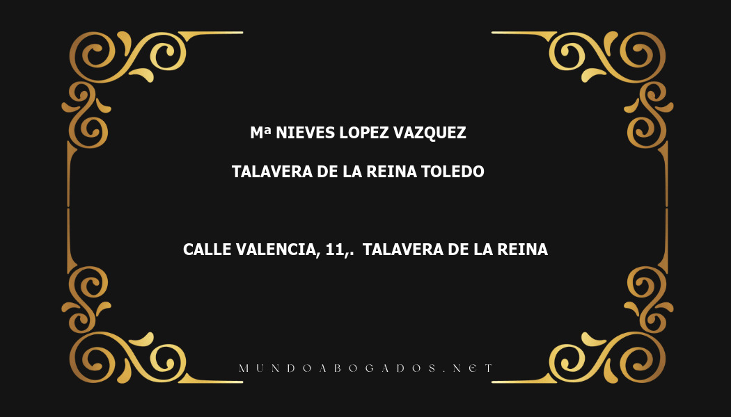 abogado Mª Nieves Lopez Vazquez en la localidad de Talavera de la Reina