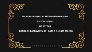 abogado Ma Remedios De La Cruz Martin-Maestro en la localidad de Toledo