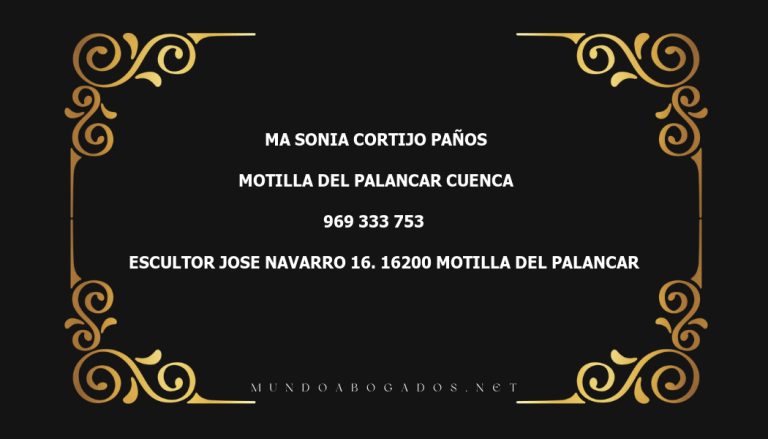 abogado Ma Sonia Cortijo Paños en la localidad de Motilla del Palancar