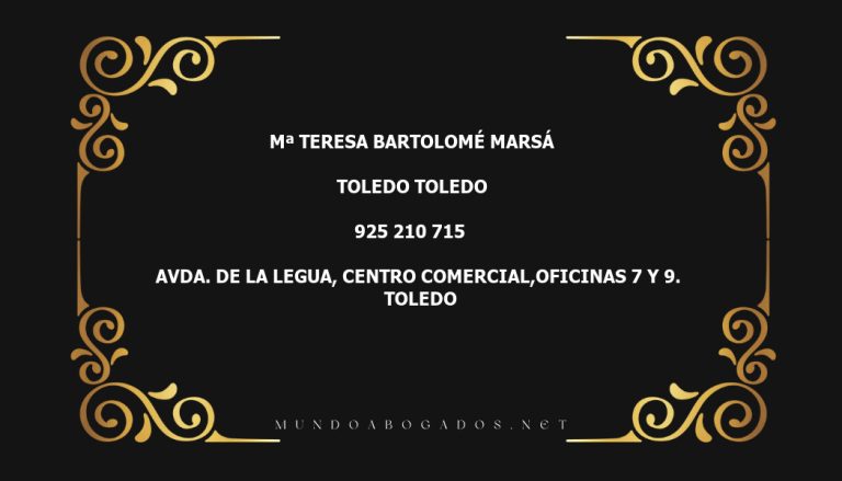 abogado Mª Teresa Bartolomé Marsá en la localidad de Toledo