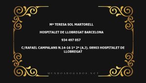 abogado Mª Teresa Sol Martorell en la localidad de Hospitalet de Llobregat